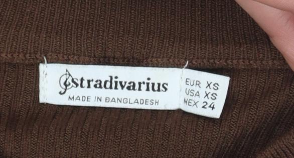 Womens UK Size XS Stradivarius Brown Pullover Jumper