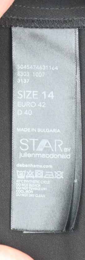 Womens UK Size 14 Star by Julien Macdonald Black Overcoat