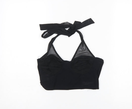 Womens UK Size M Bershka Black Cropped Tank