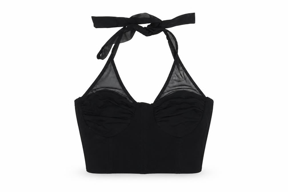 Womens UK Size M Bershka Black Cropped Tank
