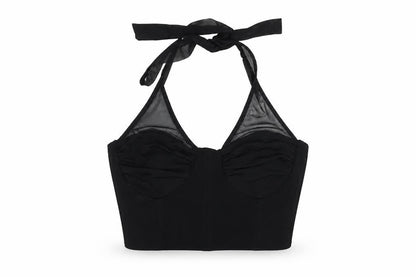 Womens UK Size M Bershka Black Cropped Tank