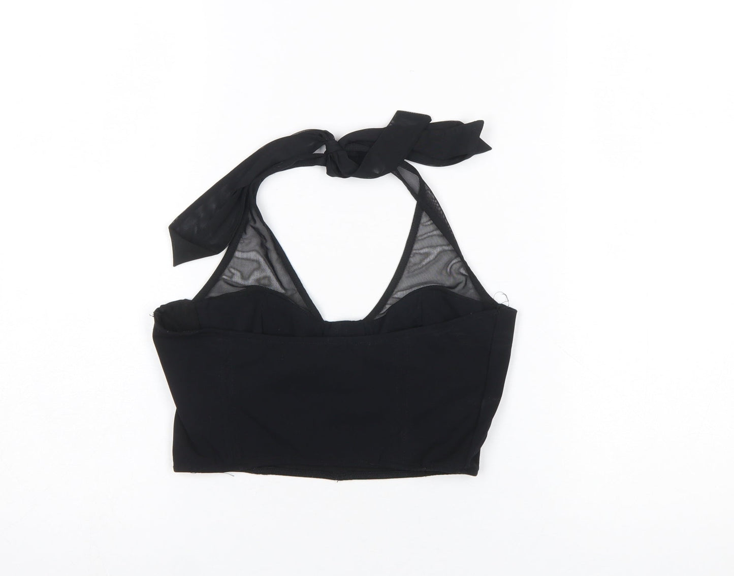 Womens UK Size M Bershka Black Cropped Tank