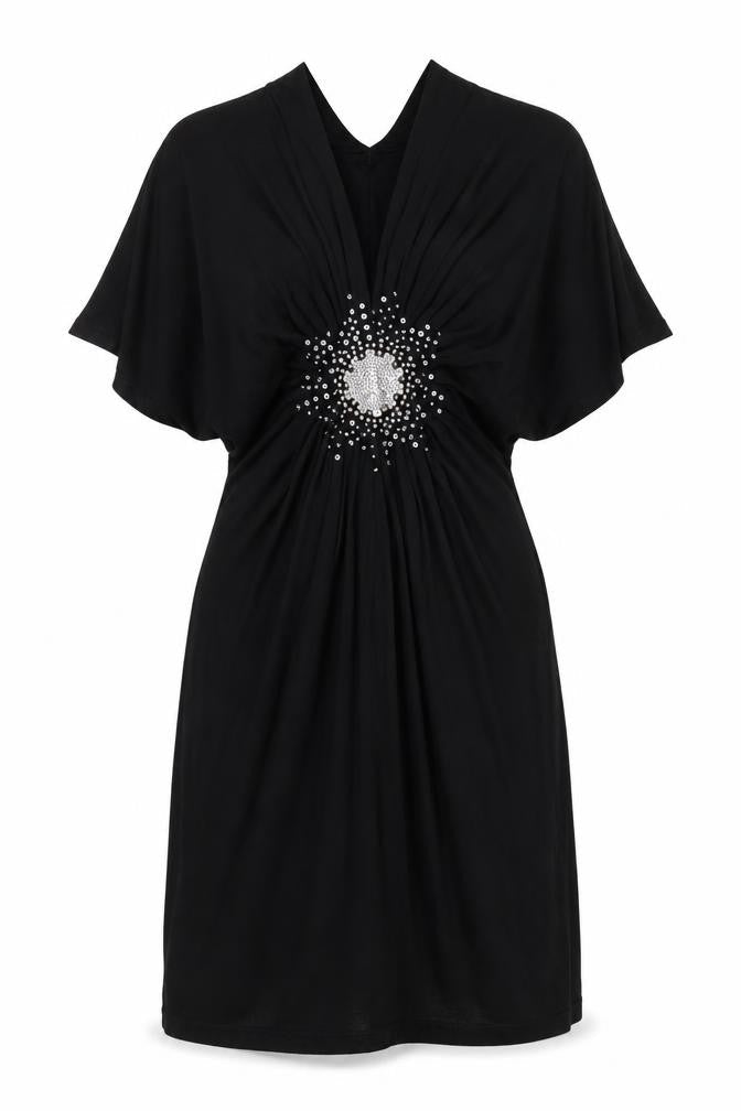 Front view of Oui Women Black Sequin Embellished Knee Length Bodycon Dress M