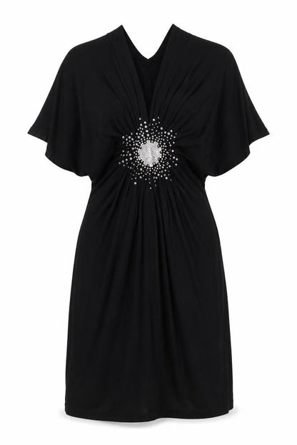 Front view of Oui Women Black Sequin Embellished Knee Length Bodycon Dress M
