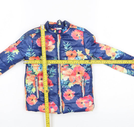 Pepco Girls Multicoloured Floral Puffer Jacket Coat 3-4 Years Polyester