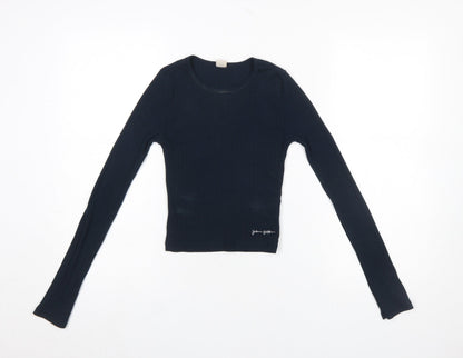 Womens UK Size XS Urban Outfitters Black Cropped T-Shirt