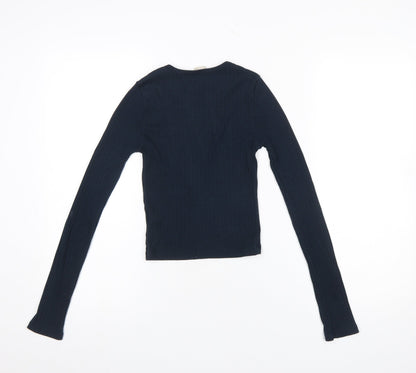 Womens UK Size XS Urban Outfitters Black Cropped T-Shirt