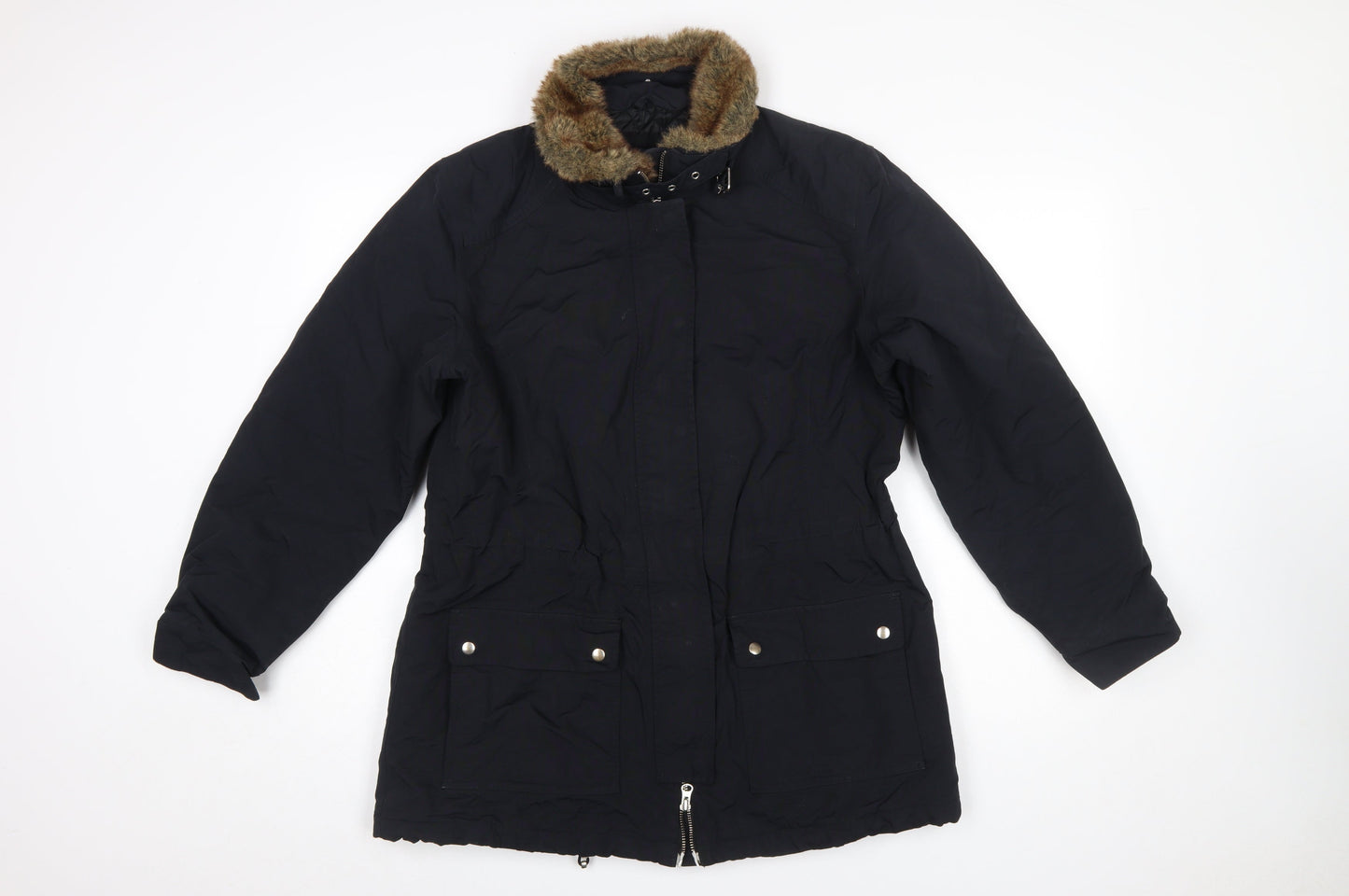 Womens UK Size M Lands' End Black Parka Coat