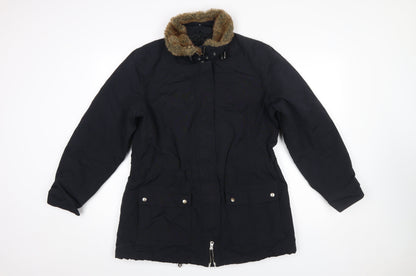Womens UK Size M Lands' End Black Parka Coat