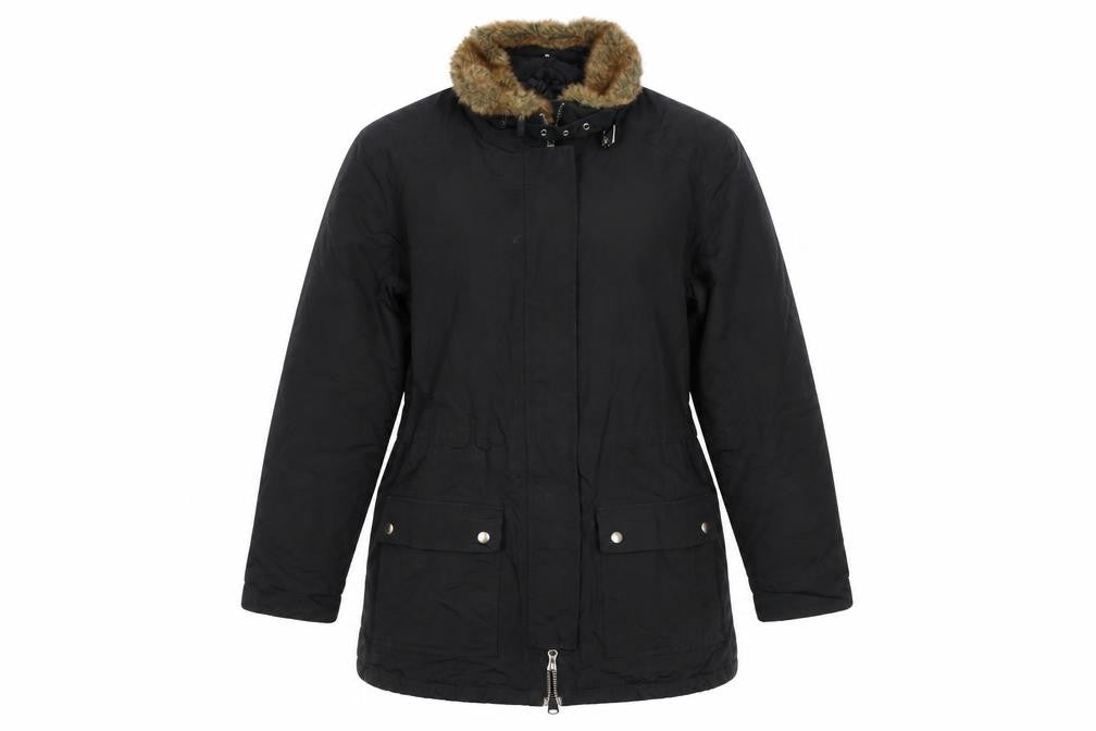 Womens UK Size M Lands' End Black Parka Coat