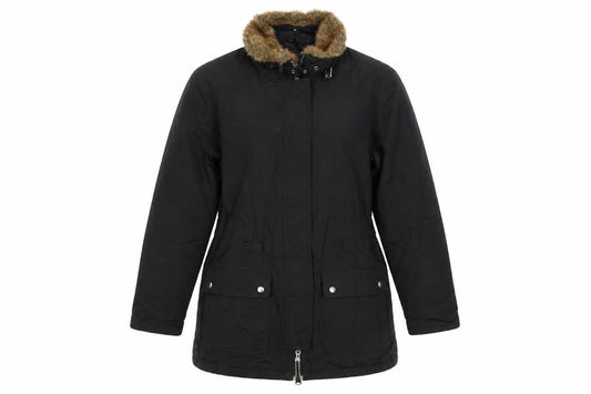 Womens UK Size M Lands' End Black Parka Coat