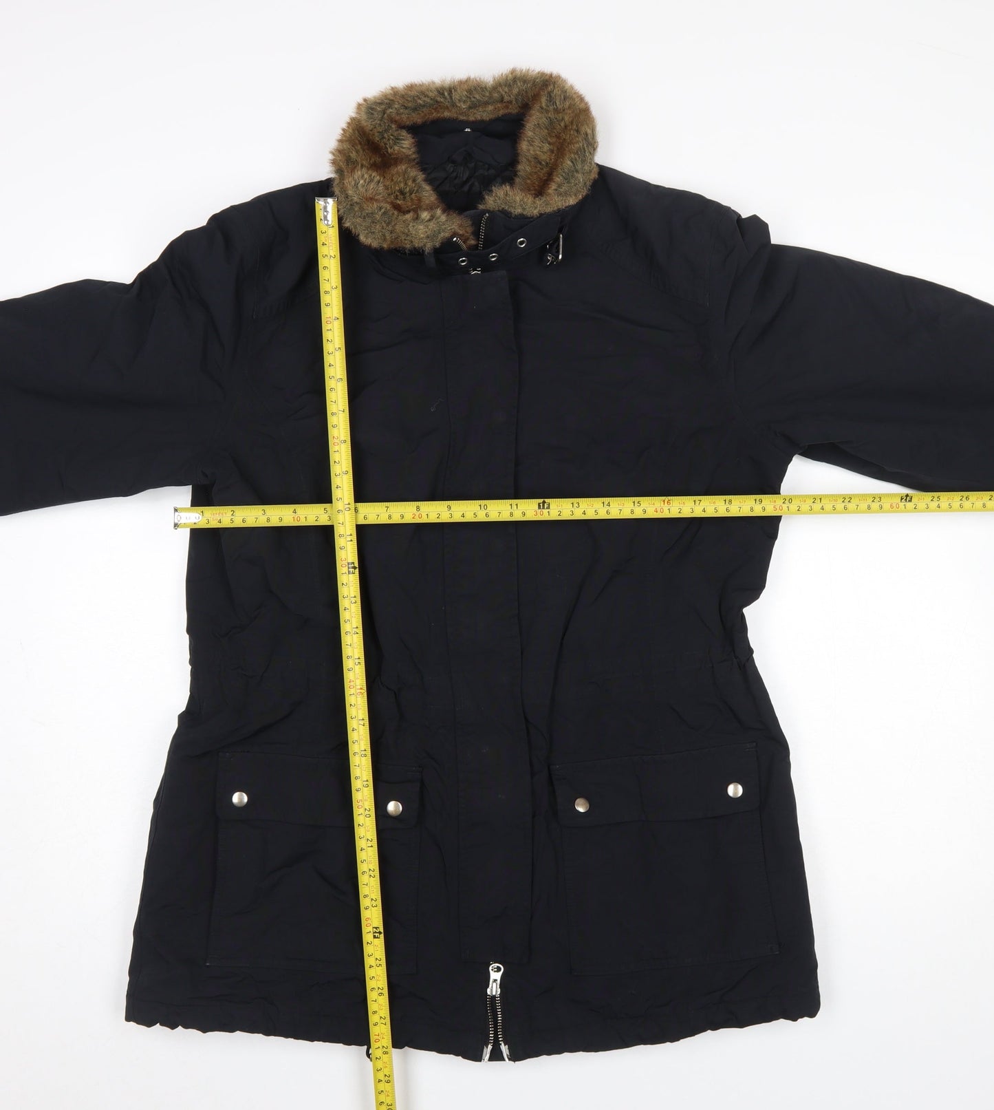 Womens UK Size M Lands' End Black Parka Coat