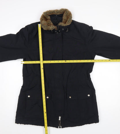 Womens UK Size M Lands' End Black Parka Coat