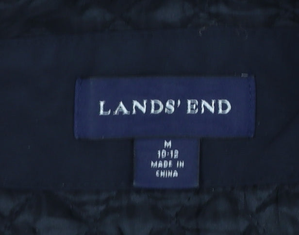 Womens UK Size M Lands' End Black Parka Coat