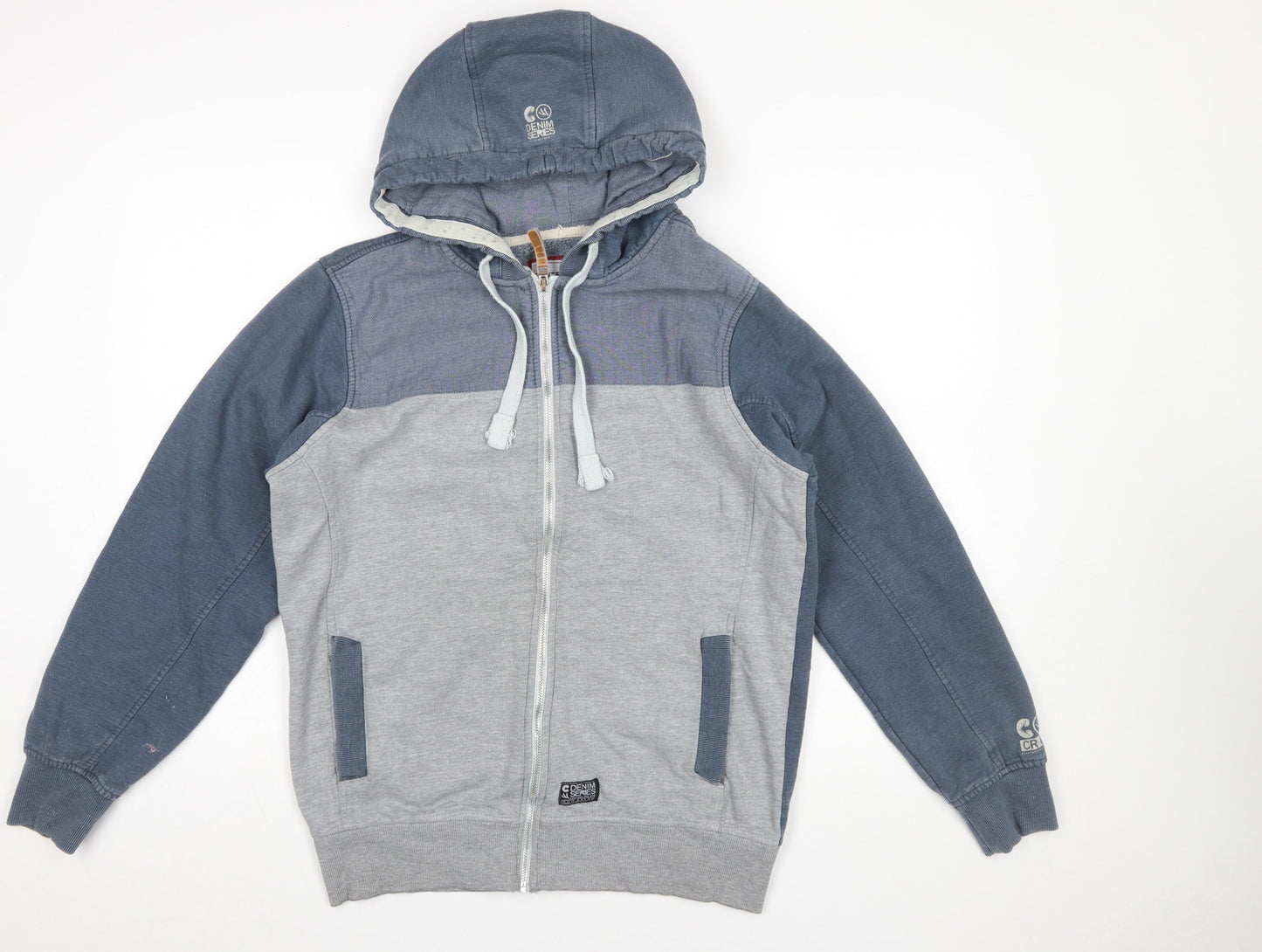 Mens UK Size M CENTERED Grey Full Zip Hoodie