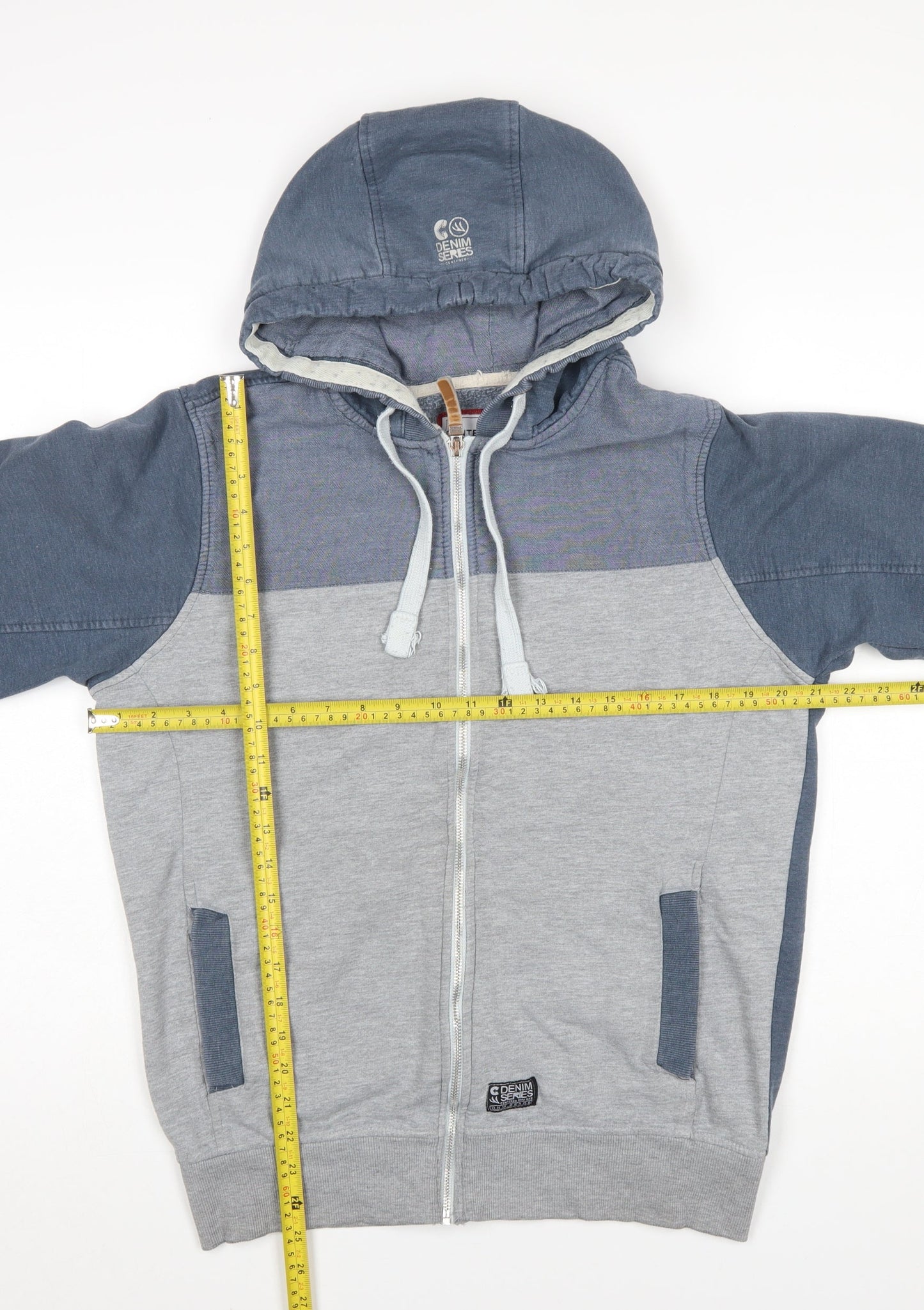 Mens UK Size M CENTERED Grey Full Zip Hoodie