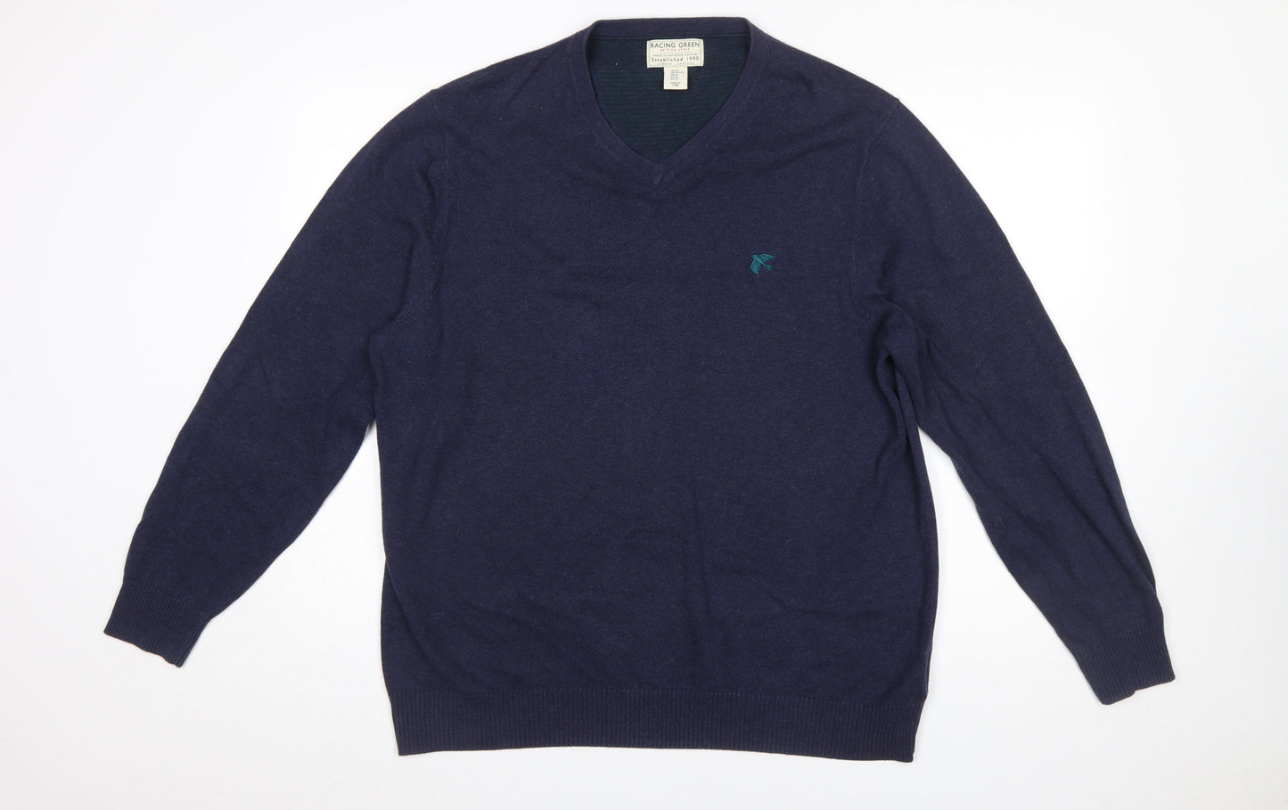 Mens UK Size XL Racing Green Blue Pullover Jumper