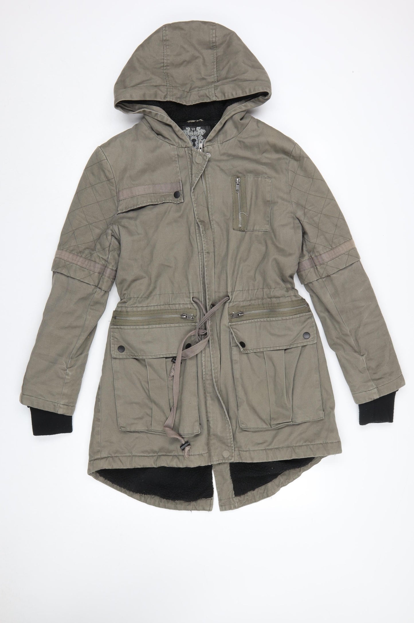 Womens UK Size 10 Label Lab Green Parka Coat