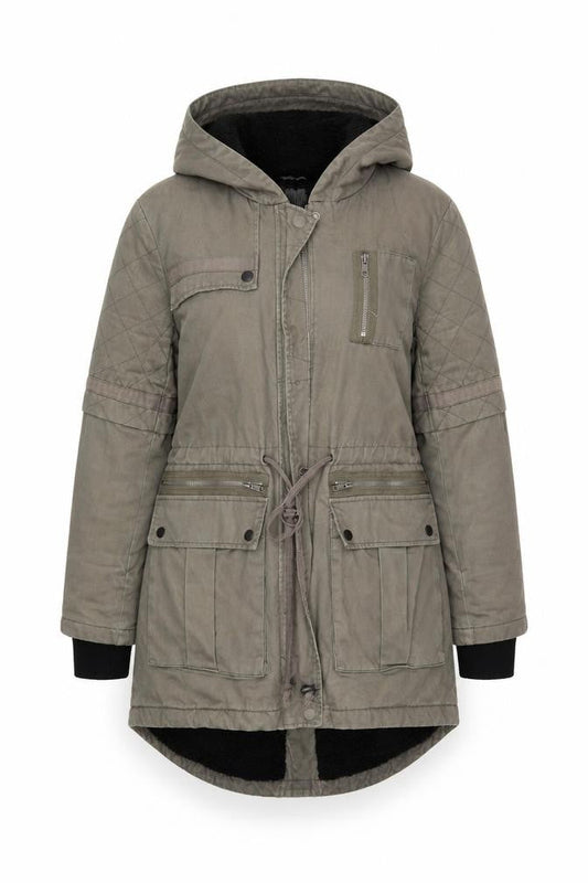 Womens UK Size 10 Label Lab Green Parka Coat