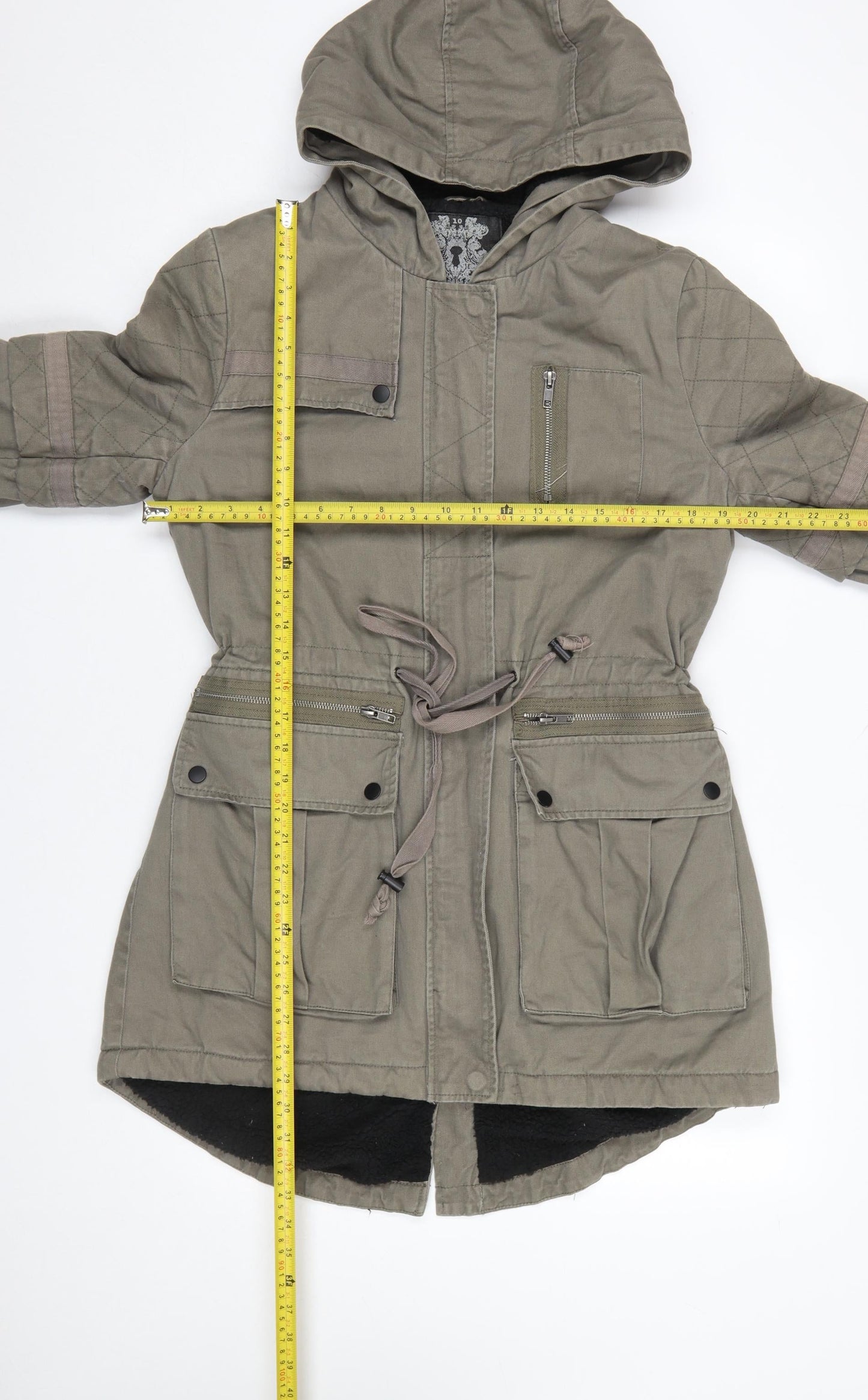Womens UK Size 10 Label Lab Green Parka Coat