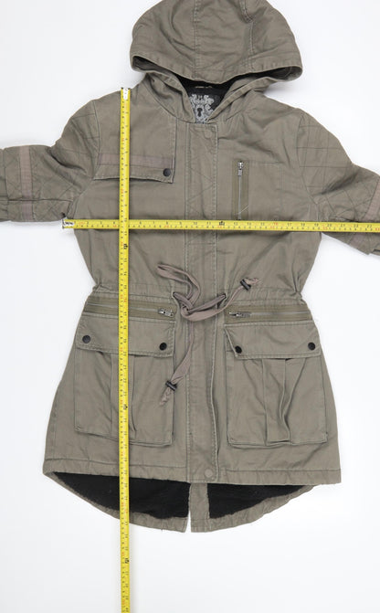 Womens UK Size 10 Label Lab Green Parka Coat