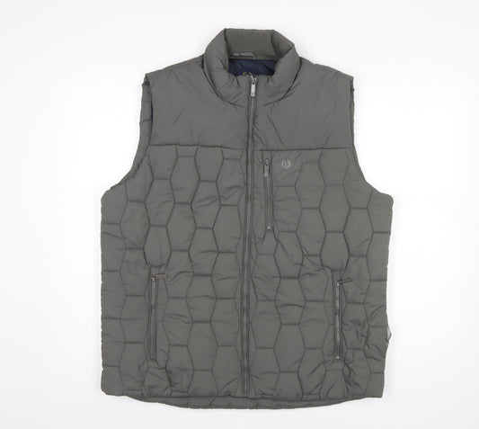 Lincoln Men's Grey Quilted Puffer Waistcoat L Winter Casual