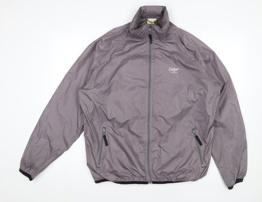 Cotton Traders Men’s Grey L Lightweight Windbreaker Jacket Lined Zip