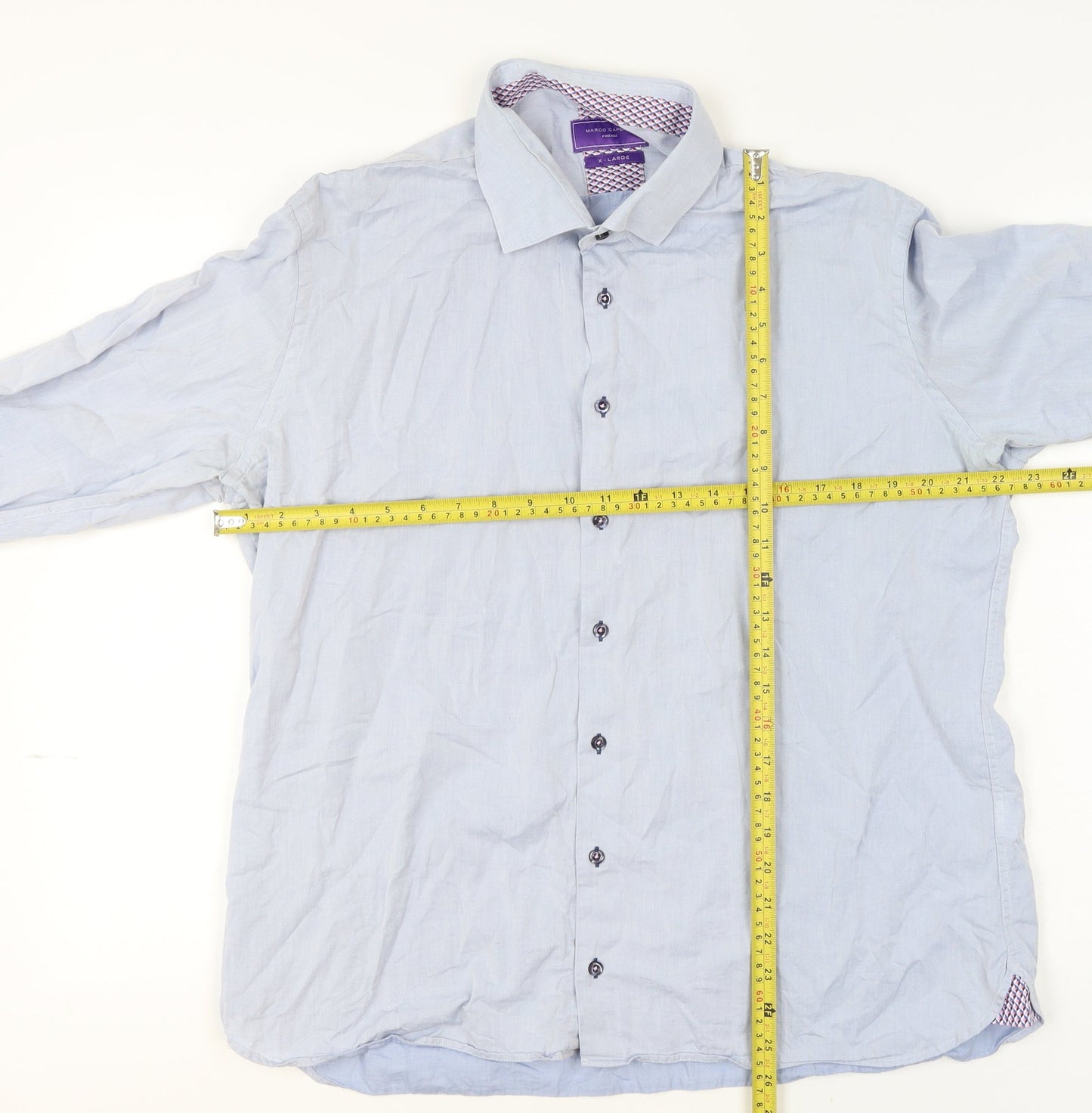 Mens UK Collar Size XL Marco Capelli Smart Blue  Dress Shirt