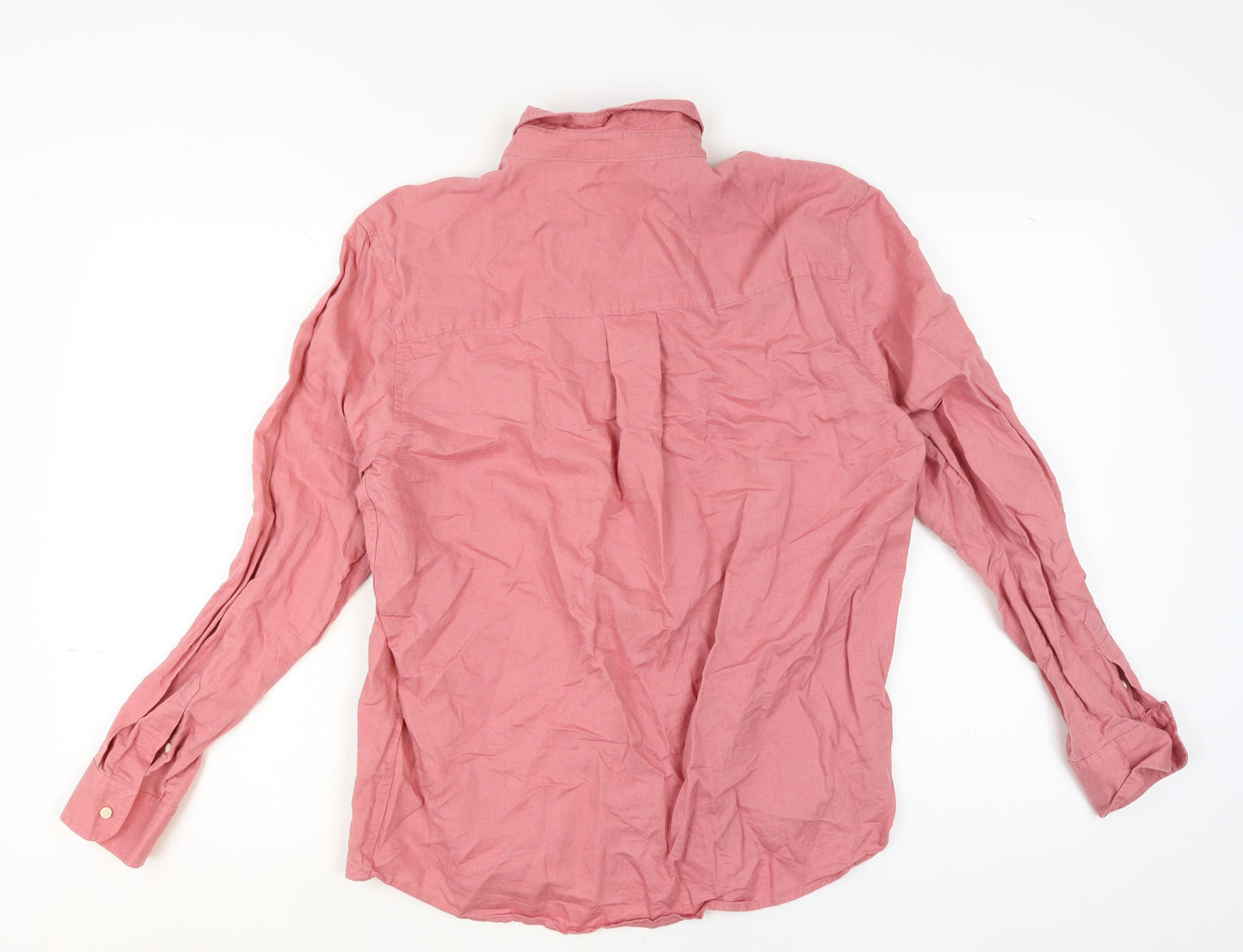 Zara Men's Pink Linen Cotton Button-Up Shirt Size L