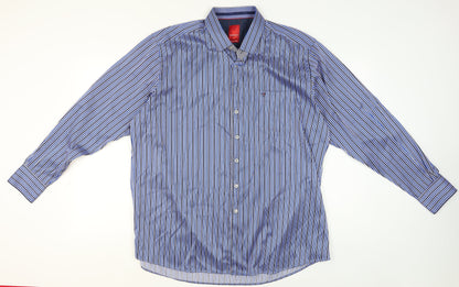 Benetti Men's Blue Striped Cotton Long Sleeve Button-Up Shirt XXL