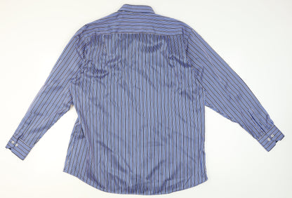 Benetti Men's Blue Striped Cotton Long Sleeve Button-Up Shirt XXL
