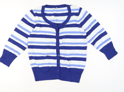 Womens UK Size M Peppercorn Blue Cardigan Jumper