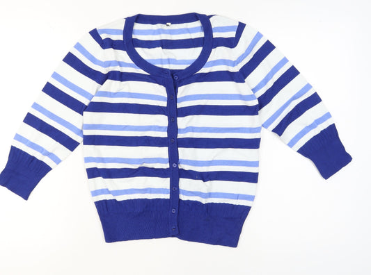 Womens UK Size M Peppercorn Blue Cardigan Jumper