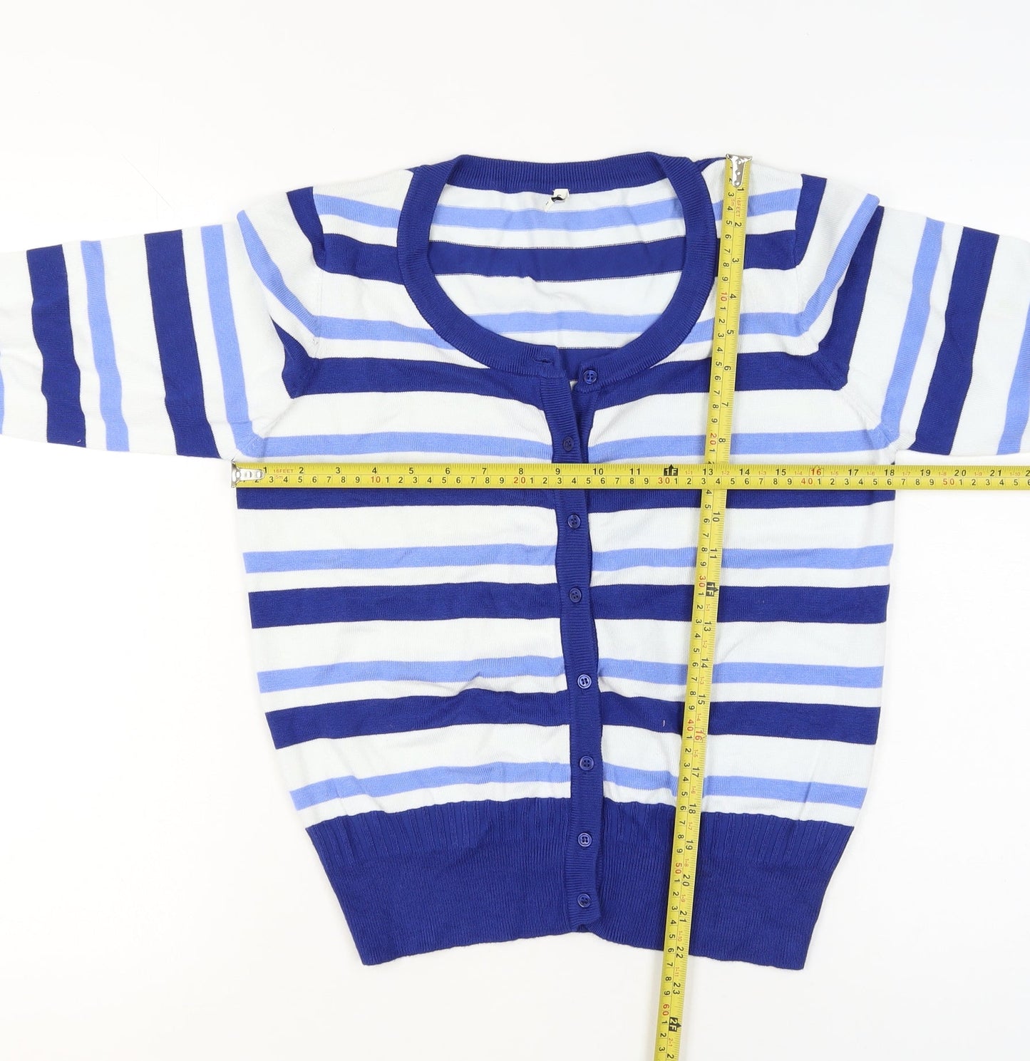 Womens UK Size M Peppercorn Blue Cardigan Jumper