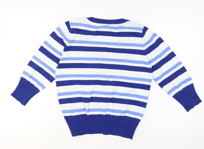 Womens UK Size M Peppercorn Blue Cardigan Jumper