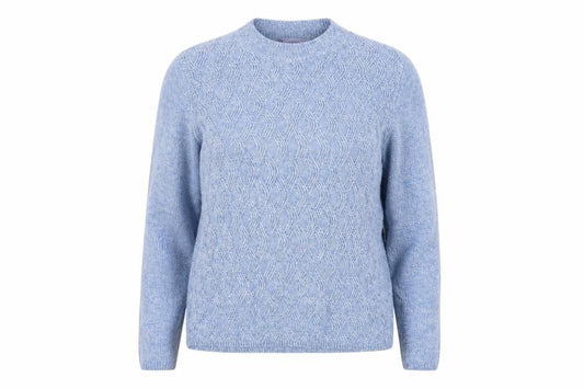 Front view of Honor Millburn Women's Blue Acrylic Cable Knit Jumper, size S