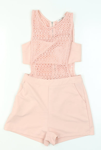 Womens UK Size M Cherry Koko One-Piece Pink Playsuit
