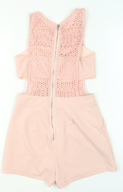 Womens UK Size M Cherry Koko One-Piece Pink Playsuit