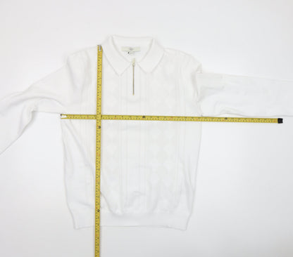 Mens UK Size M River Island White Half Zip Jumper