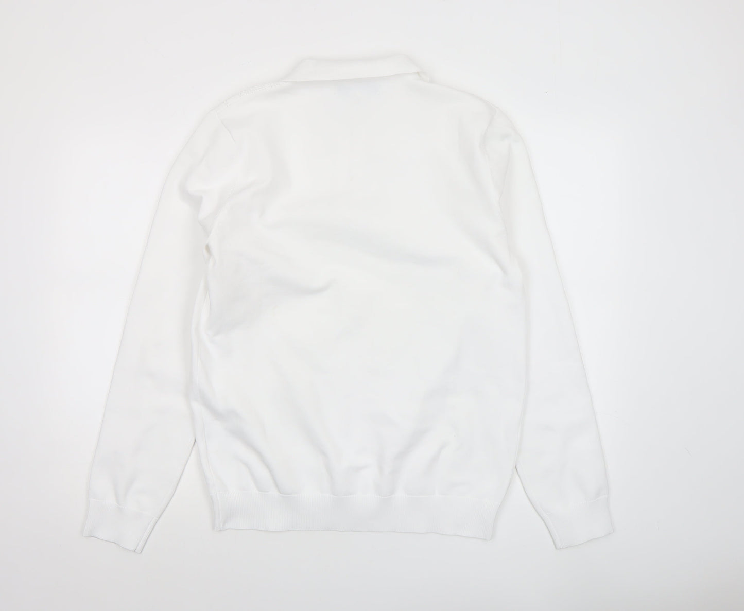 Mens UK Size M River Island White Half Zip Jumper