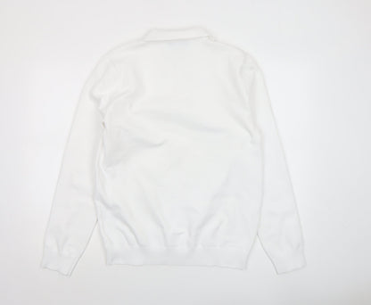 Mens UK Size M River Island White Half Zip Jumper