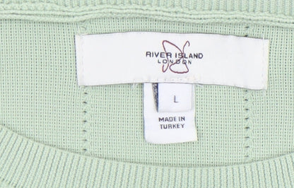 Mens UK Size L River Island Green Pullover Jumper