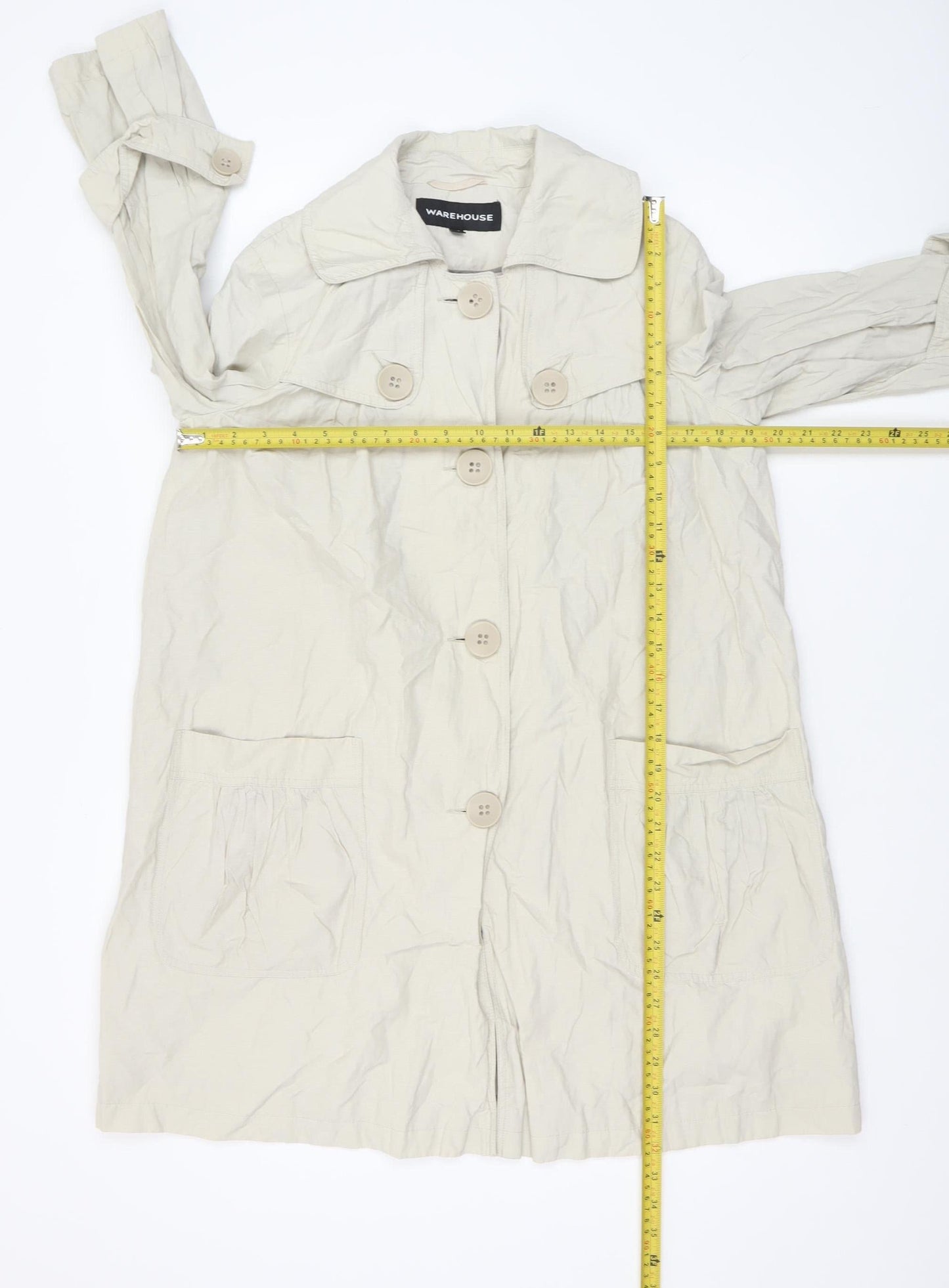 Womens UK Size 12 Warehouse Beige Trench Coat