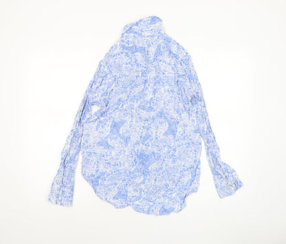 Womens UK Size 8 Zara Blue Tunic Blouse
