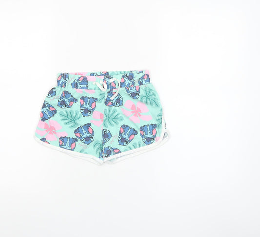 Disney Girls Stitch Multicoloured Sweat Shorts 8-9 Years Cotton Summer