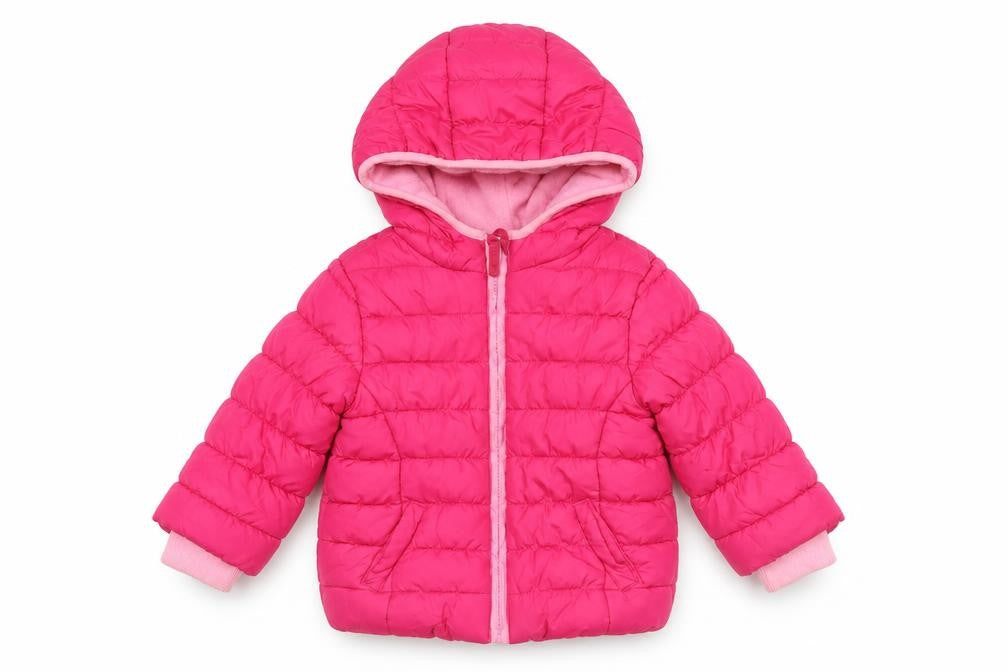mamas & papas Girls Pink Hooded Puffer Jacket 18-24 Months Winter Coat