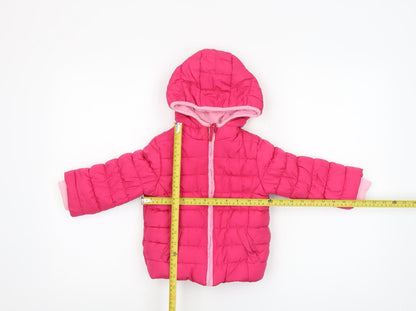 Mamas & Papas Girls Pink Hooded Puffer Jacket 18-24 Months Winter Coat