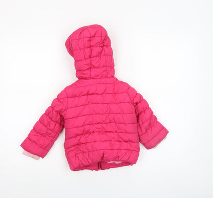 Mamas & Papas Girls Pink Hooded Puffer Jacket 18-24 Months Winter Coat