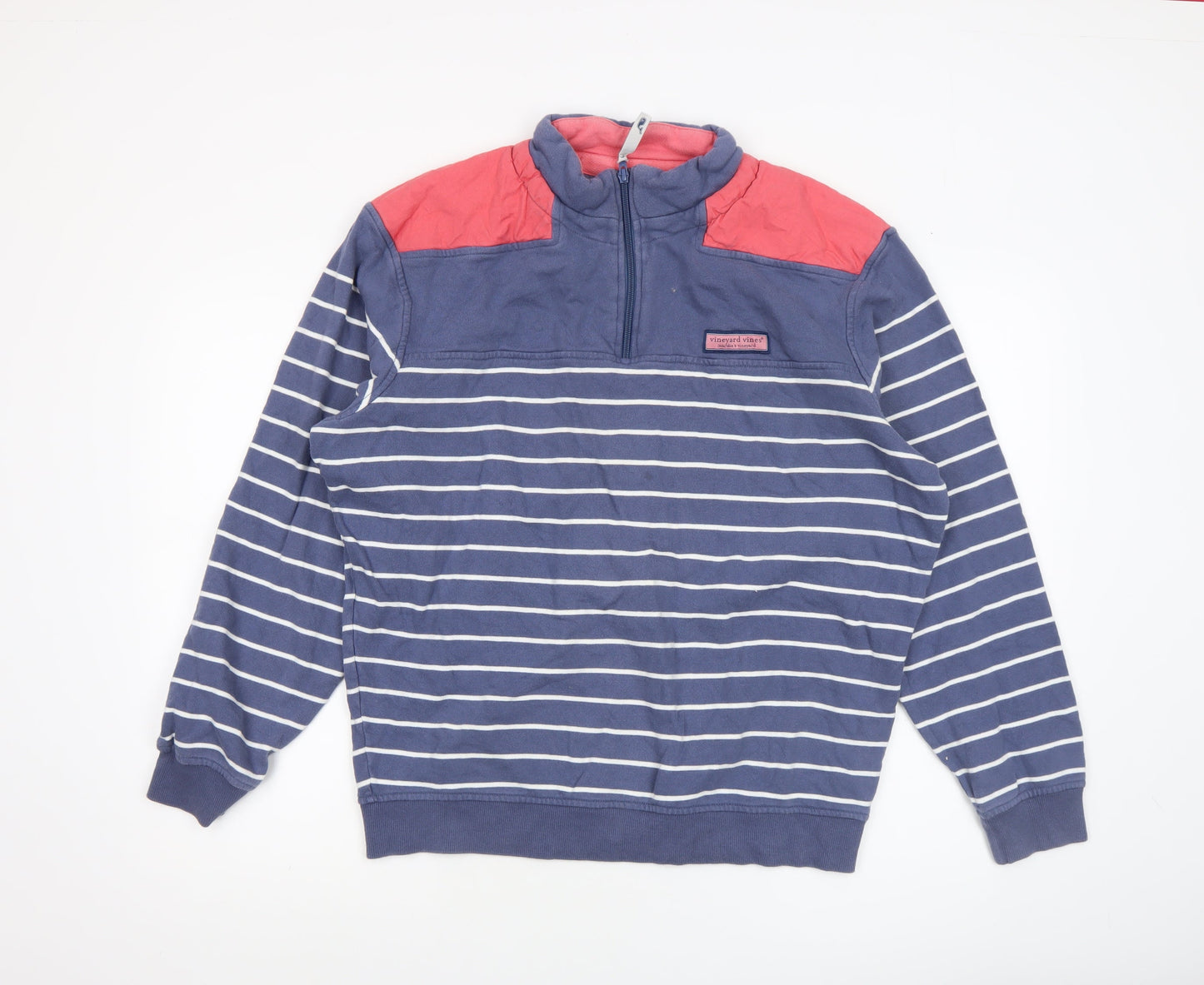 Mens UK Size M Vineyard Vines Blue 1/2 Zip Sweatshirt