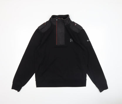Mens UK Size M Duck and Cover Black 1/2 Zip Sweatshirt